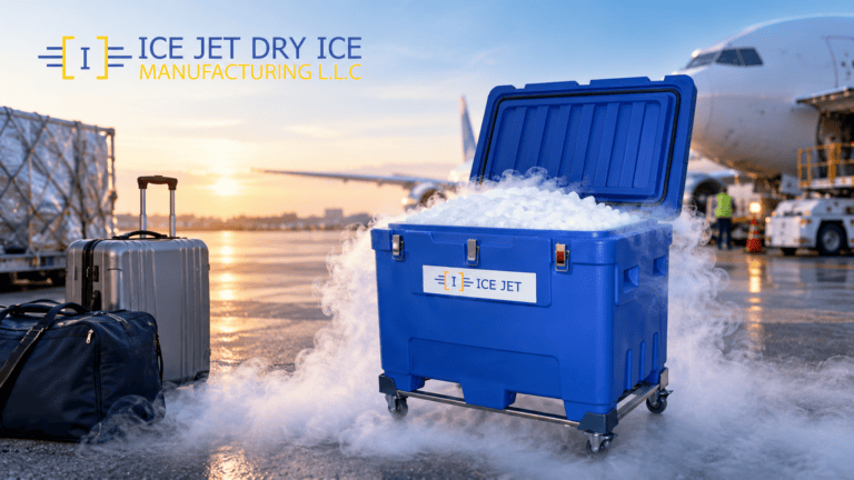Dry ice packed for air travel and cargo shipping from Dubai