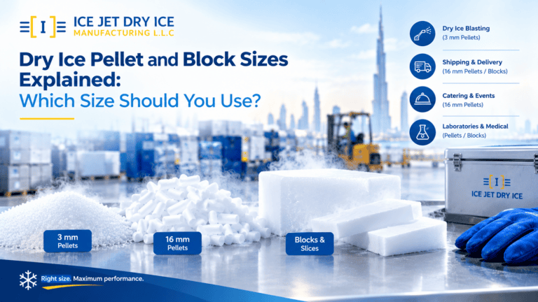 Dry ice pellets and blocks supplied by IceJet in Dubai